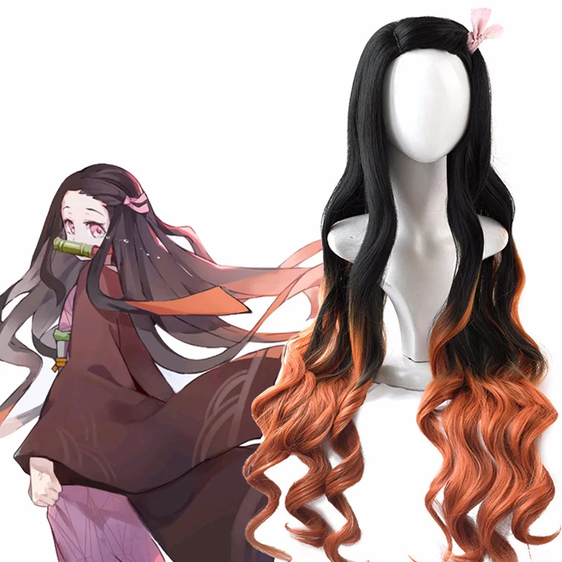 Anime Cosplay Realistic - Kamado Nezuko Perücke Nezuko Cosplay Farbverlauf