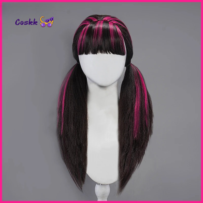 Cosplay Anime Black Hair - Draculauraa Cosplay-Perücke, langes Haar, 60 cm