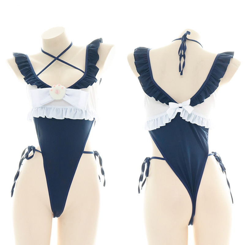 Anime Cosplay Bikini - Niedlicher einteiliger Badeanzug mit Rüschenrand für