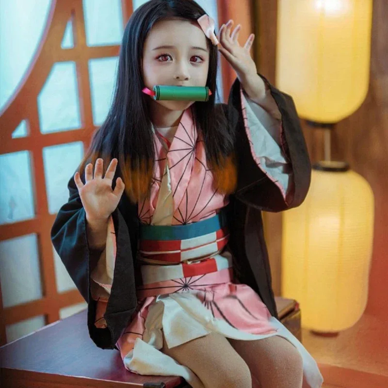 Anime Cosplay Toddler - Anime Kamado Nezuko Cosplay Kostüm Kimono