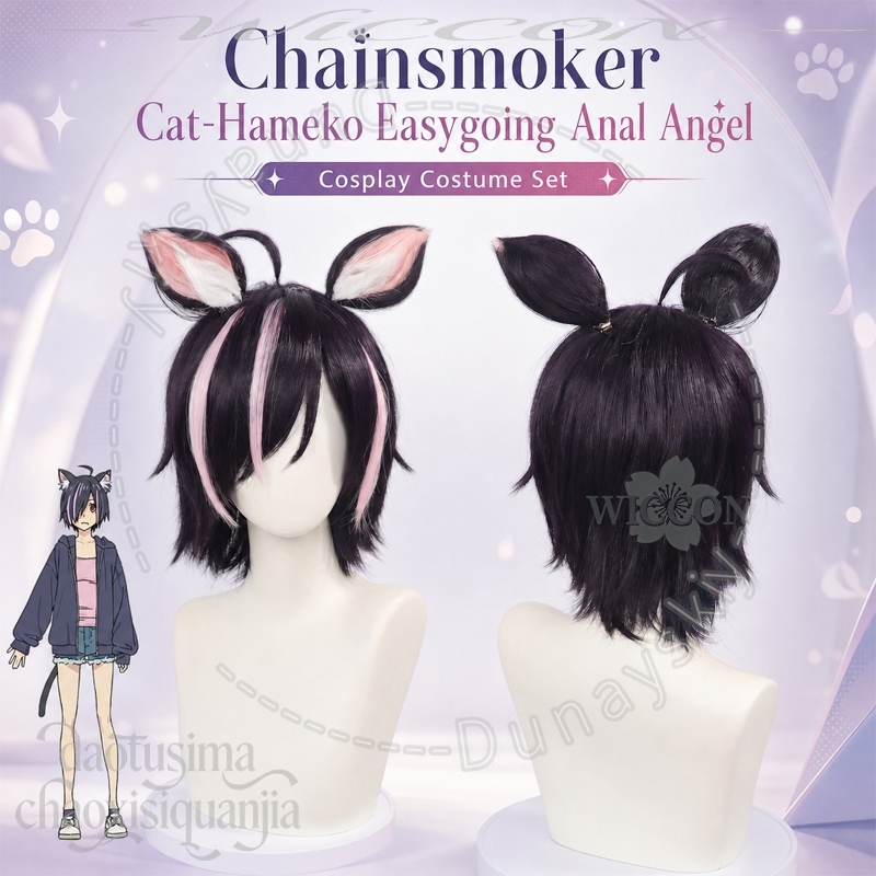 Anime Chainsmoker Katzen-Cospl – Cosplay Anime Black Hair Bewertung und Preis